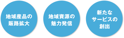 地域産品の販路拡大、地域資源の魅力発信、新たなサービスの創出